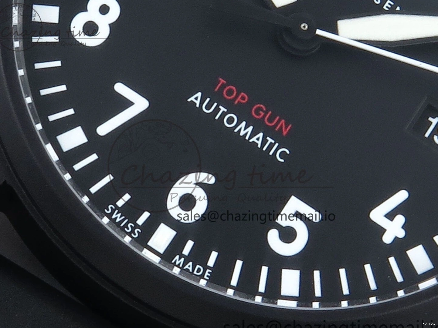 MIROTIME 0203 Pilot Top Gun IW326901 M+F 1:1 Best Edition Black Dial on Black Rubber Strap A SportInspired 6999